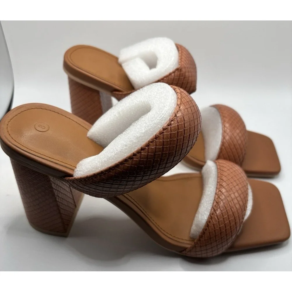 ZBY Brown‎ Open Toe Heel Sandals Sz 8 - Picture 2 of 7